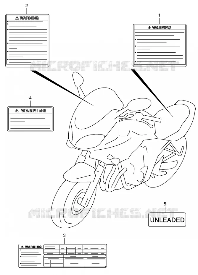 ETIQUETTE (MODELE K5) Suzuki MOTO 1200 BANDIT 2001  GSF1200SK1(E2)