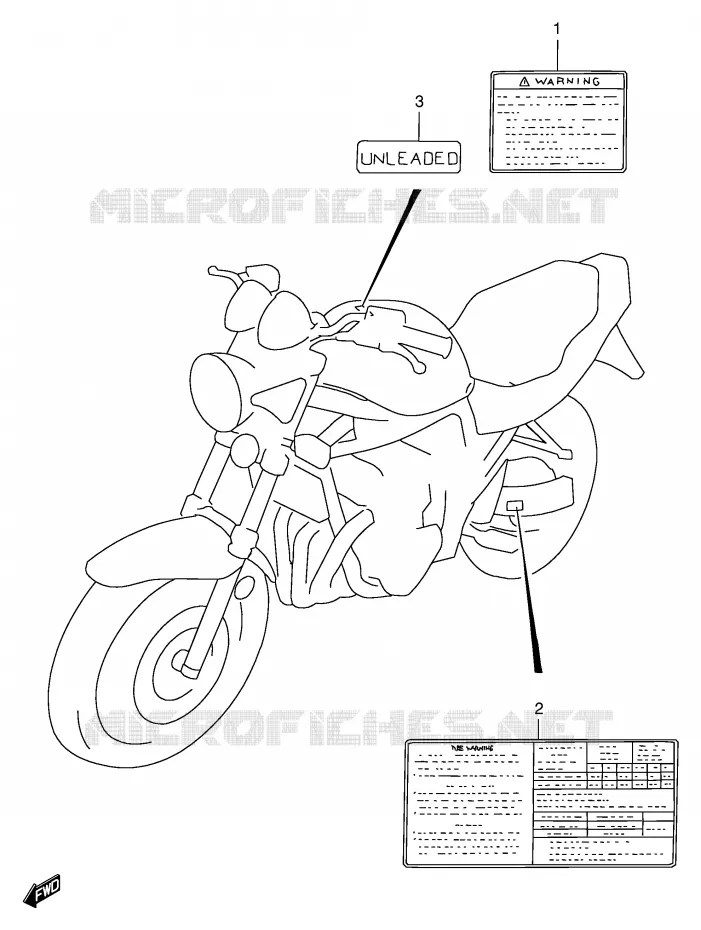 ETIQUETTE (MODELE S) Suzuki MOTO 600 BANDIT 1995  GSF600S/GSF600US
