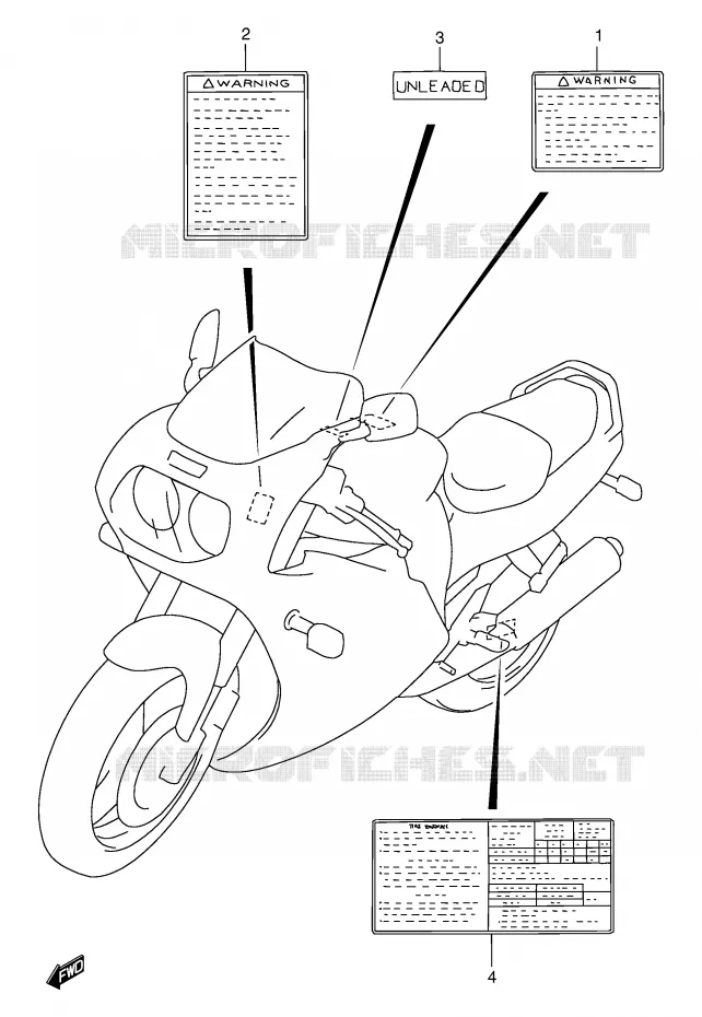 ETIQUETTE (MODELE T/V/W) Suzuki MOTO 1100 GSX-R 1995  GSX-R1100WS(E2)