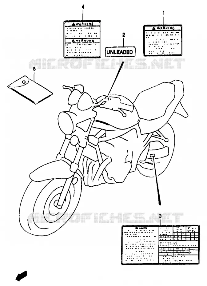 ETIQUETTE (MODELE T/V/W/X) Suzuki MOTO 1200 BANDIT 1996  GSF1200T(T/V/W/X/Y)