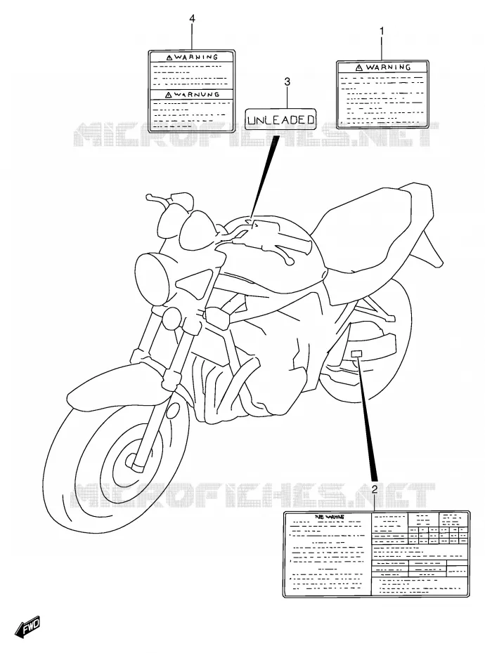 ETIQUETTE (MODELE T/V/W/X) Suzuki MOTO 600 BANDIT 1996  GSF600T/GSF600ST/GSF600UT/GSF600SUT