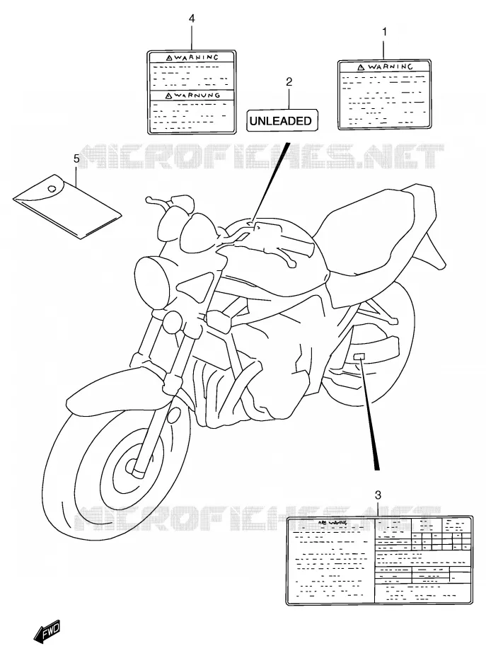ETIQUETTE (MODELE Y) Suzuki MOTO 1200 BANDIT 1997  GSF1200SAV(E2)