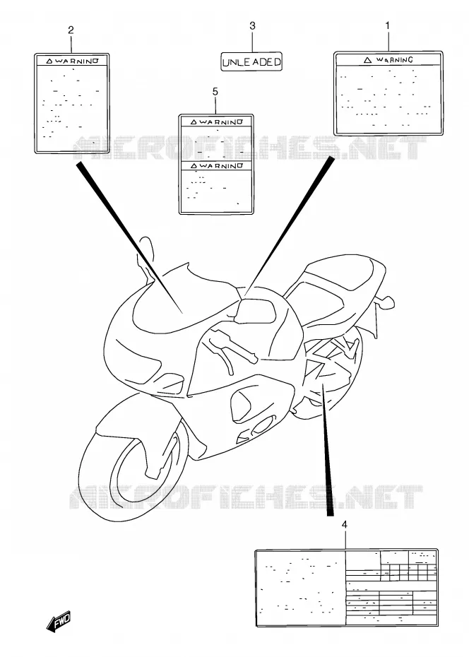 ETIQUETTE (MODELE Y) Suzuki MOTO 600 GSX-R 2000  GSX-R600Y(E2)