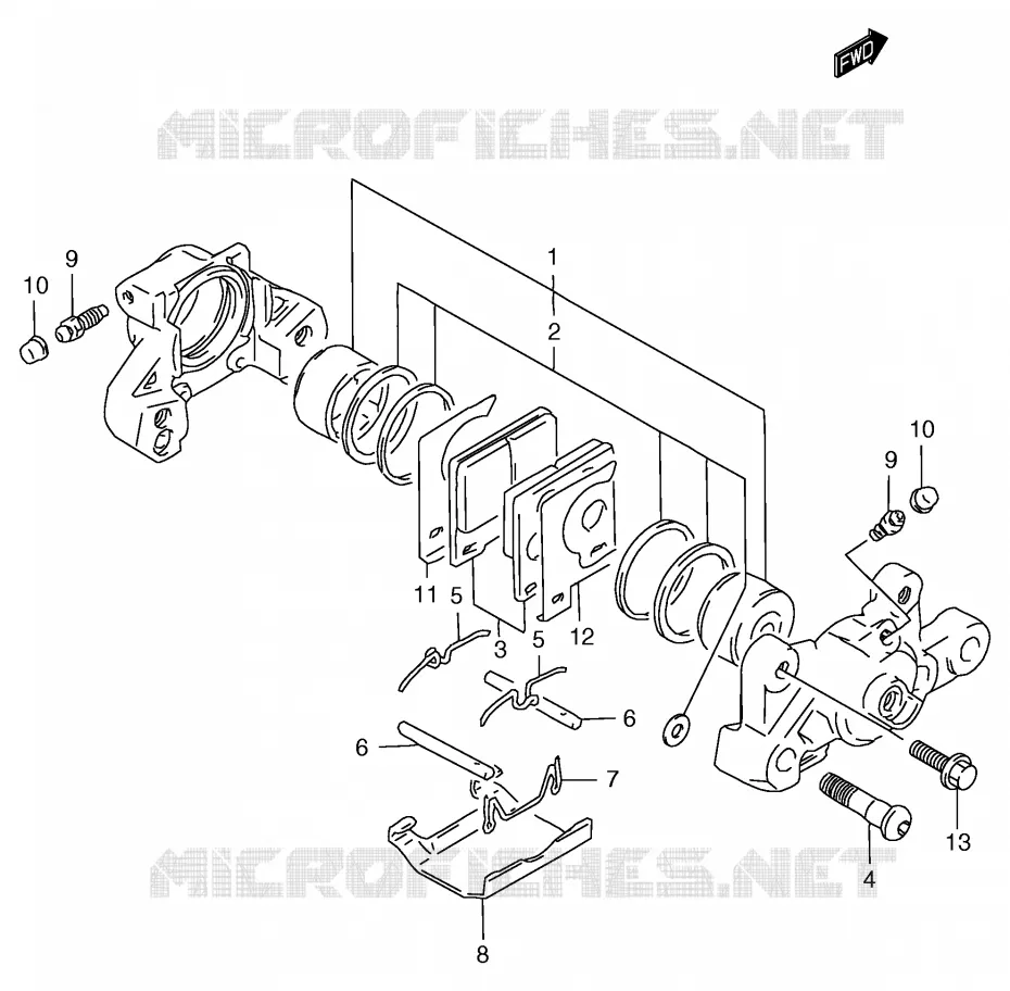 ETRIER DE FREIN ARRIERE (GSF1200T/V/W/X/Y/ST/SV/SW/SX/SY) Suzuki MOTO 1200 BANDIT 1998  GSF1200SAW(E2)