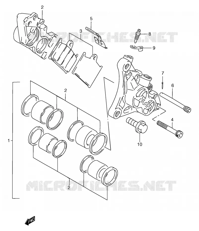 ETRIER DE FREIN AVANT (GSF1200SAV/SAW/SAX/SAY) Suzuki MOTO 1200 BANDIT 1999  GSF1200SAX(E2)