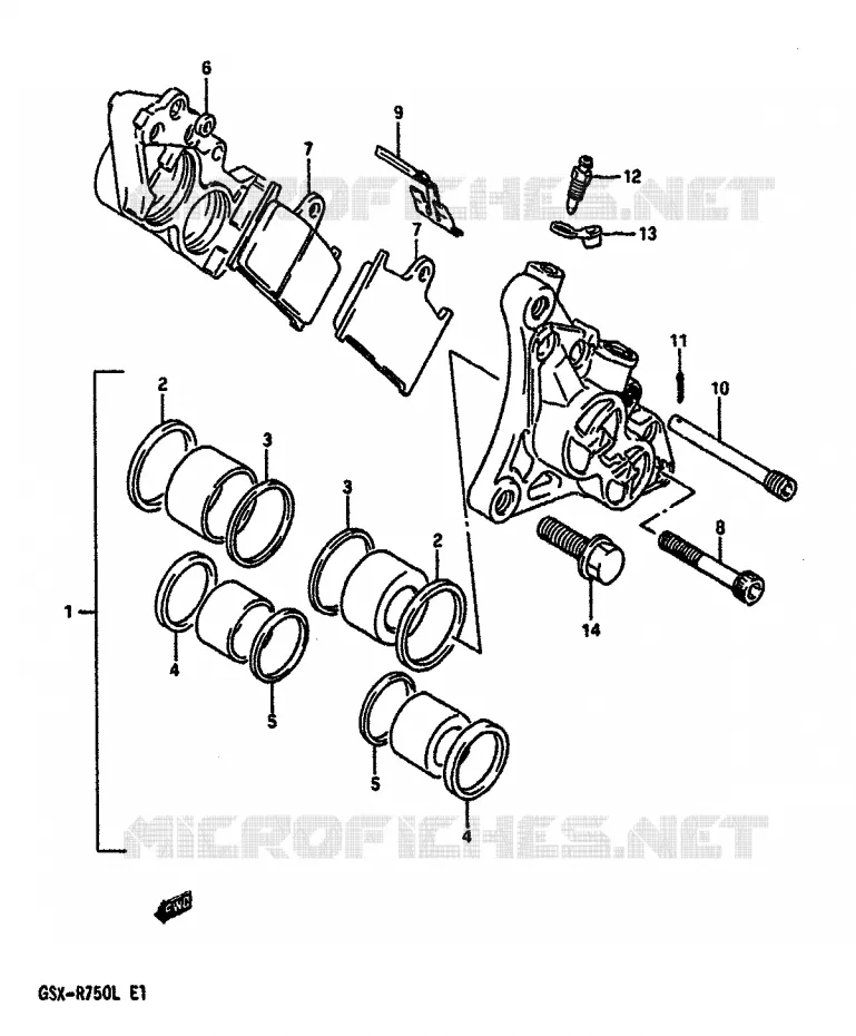 ETRIER DE FREIN AVANT (MODELE L) Suzuki MOTO 750 GSX-R 1990  GSX-R750L(J/K/L)