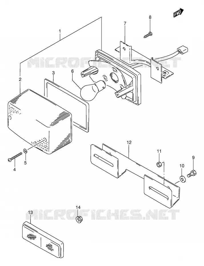 FEU ARRIERE (MODELE N/P/R/T/V) Suzuki MOTO 250 GSX 1992  GSX250FN(E24)
