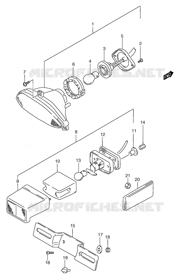 FEU ARRIERE Suzuki MOTO 1200 BANDIT 2000  GSF1200Y/GSF1200SY/GSF1200SAY