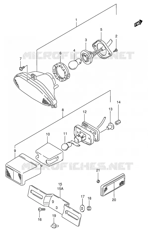 FEU ARRIERE Suzuki MOTO 600 BANDIT 1998  GSF600SW(E2)
