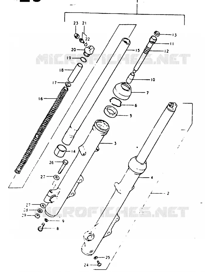 FOURCHE AVANT (GSX1100T ~F.NO.100130) Suzuki MOTO 1100 GSX-E 1981  GSX1100EX(T/X)