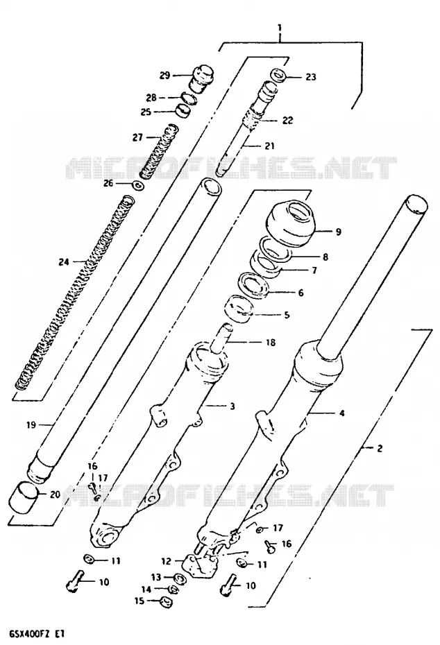 FOURCHE AVANT (MODELE X) Suzuki MOTO 400 GSX 1981  GSX400FX(X/Z)