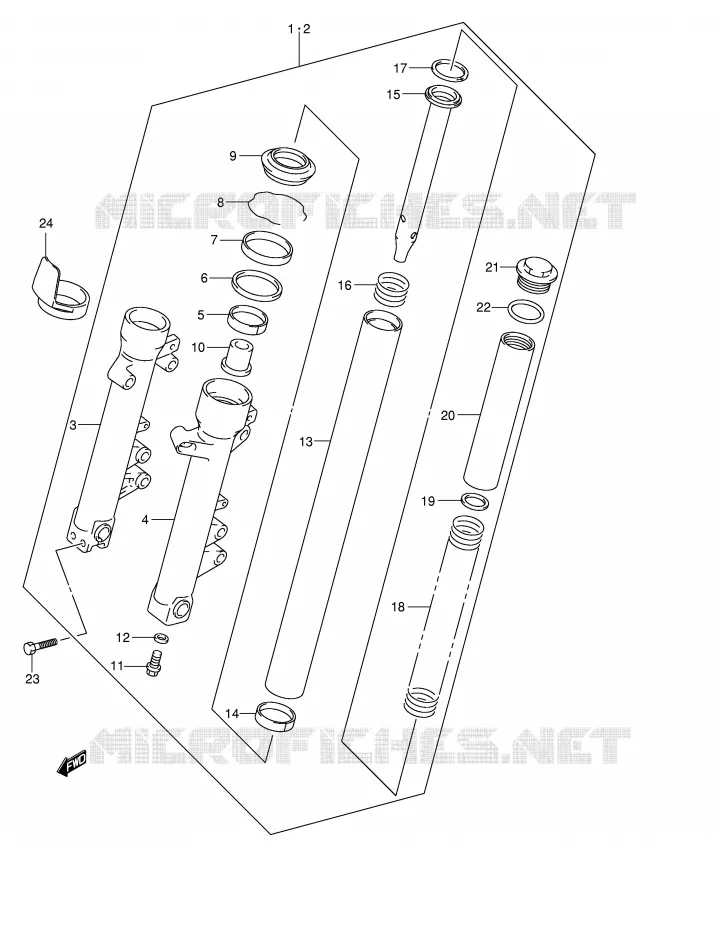 FOURCHE (MODELE K3/K4) Suzuki MOTO 600 BANDIT 2001  GSF600SUK1(E2)