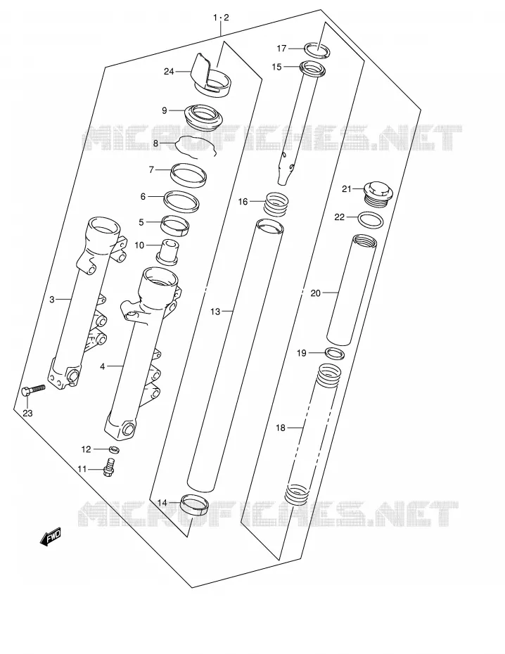 FOURCHE (MODELE Y/K1/K2) Suzuki MOTO 600 BANDIT 2003  GSF600SUK3(E2)