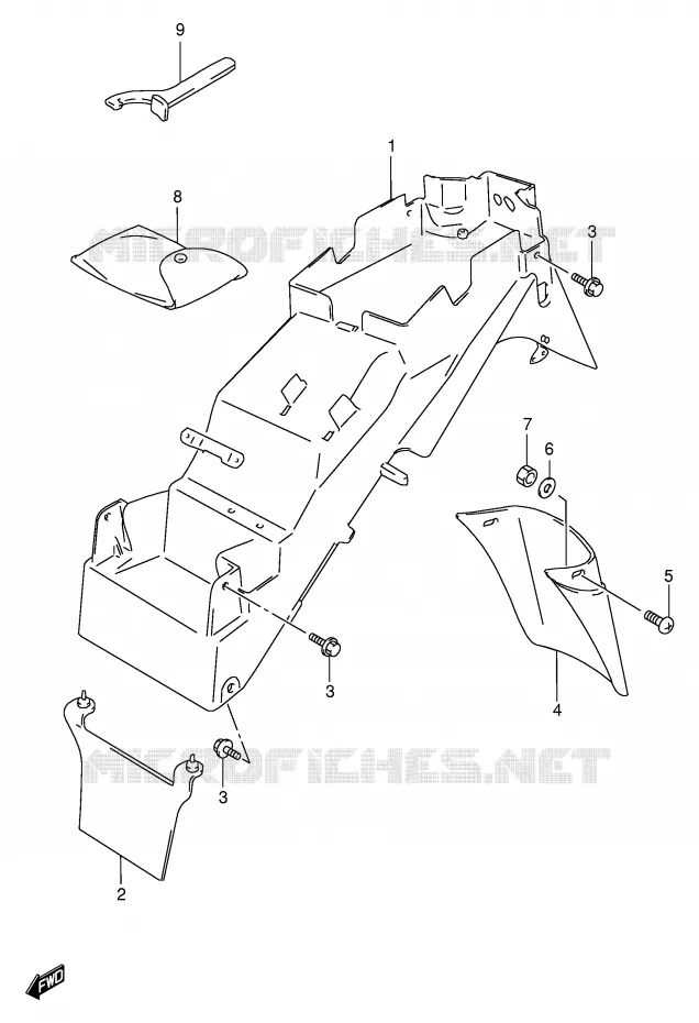 GARDE BOUE ARRIERE (MODELE S) Suzuki MOTO 600 BANDIT 1995  GSF600S(E02)