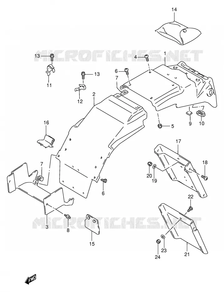 GARDE BOUE ARRIERE (MODELE T/V/W) Suzuki MOTO 1100 GSX-R 1996  GSX-R1100WT(E2)