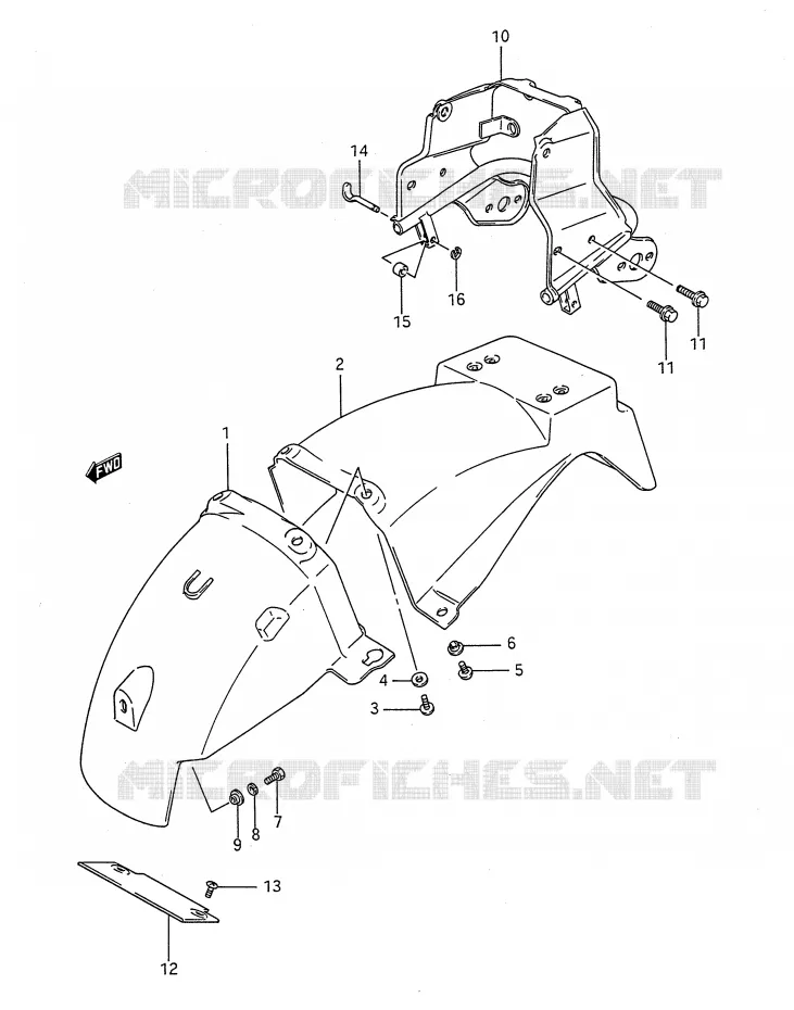 GARDE BOUE ARRIERE Suzuki MOTO 1100 GSX-F 1988  GSX1100FJ(E28)