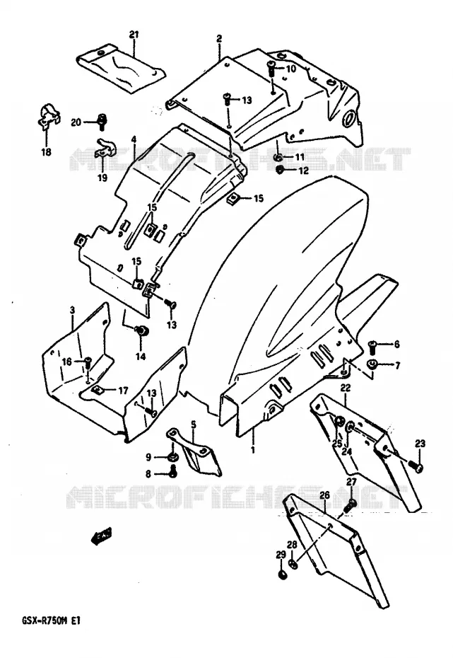 GARDE BOUE ARRIERE Suzuki MOTO 750 GSX-R 1991  GSX-R750M