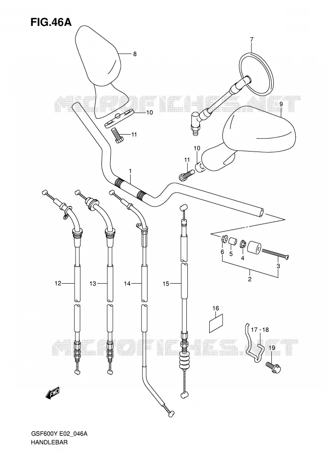 GUIDON (MODELE K2/K3/K4) Suzuki MOTO 600 BANDIT 2001  GSF600SUK1(E2)