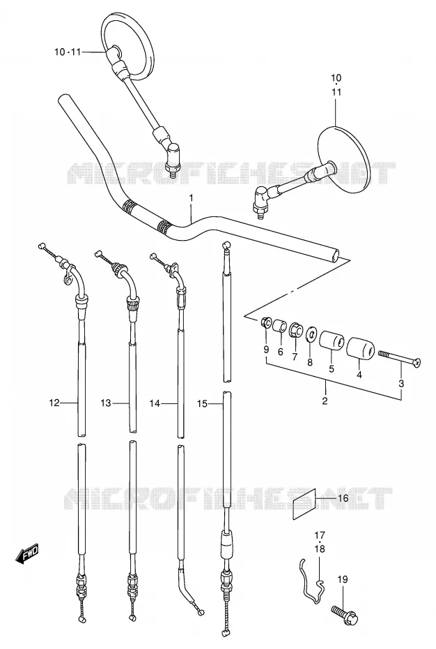 GUIDON (MODELE T/V/W/X) Suzuki MOTO 600 BANDIT 1996  GSF600SUT(E2)