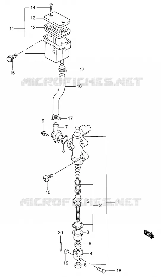 MAITRE CYLINDRE ARRIERE (GSF1200SAV/SAW/SAX/SAY) Suzuki MOTO 1200 BANDIT 1997  GSF1200V(E2)