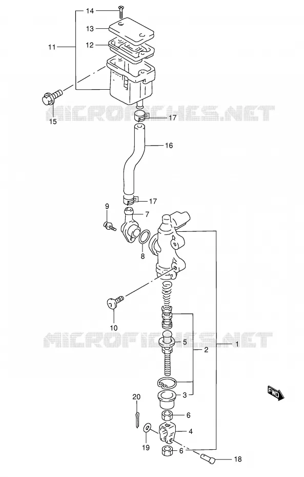 MAITRE CYLINDRE ARRIERE (GSF1200SAV) Suzuki MOTO 1200 BANDIT 1998  GSF1200SW(E28)