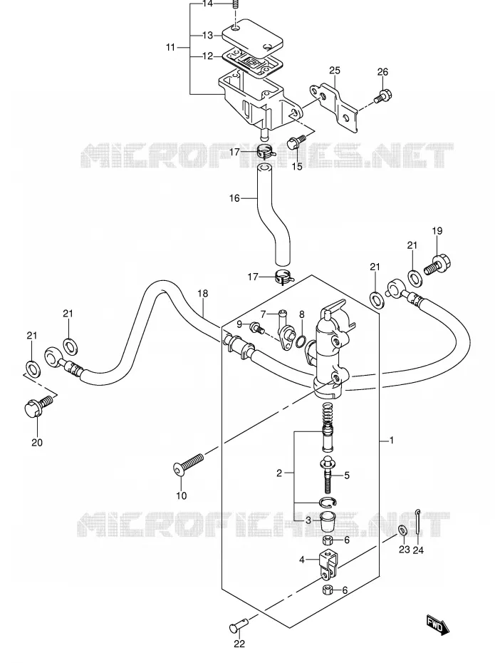 MAITRE CYLINDRE ARRIERE (MODELE K3) Suzuki MOTO 1300 HAYABUSA 2002  GSX1300RU1K2(E2)