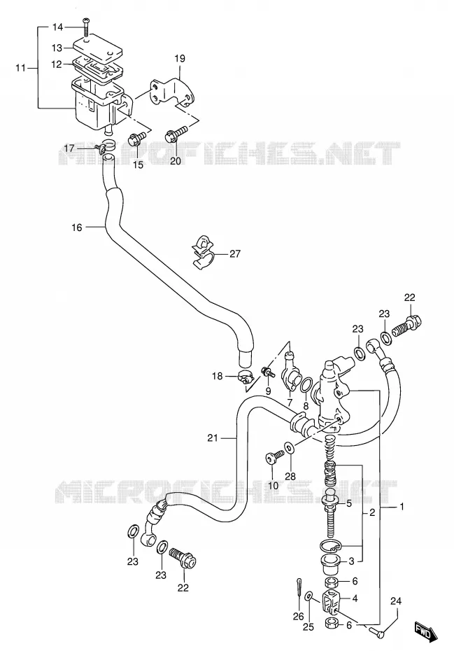 MAITRE CYLINDRE ARRIERE (MODELE P/R) Suzuki MOTO 1100 GSX-R 1996  GSX-R1100WT(E2)
