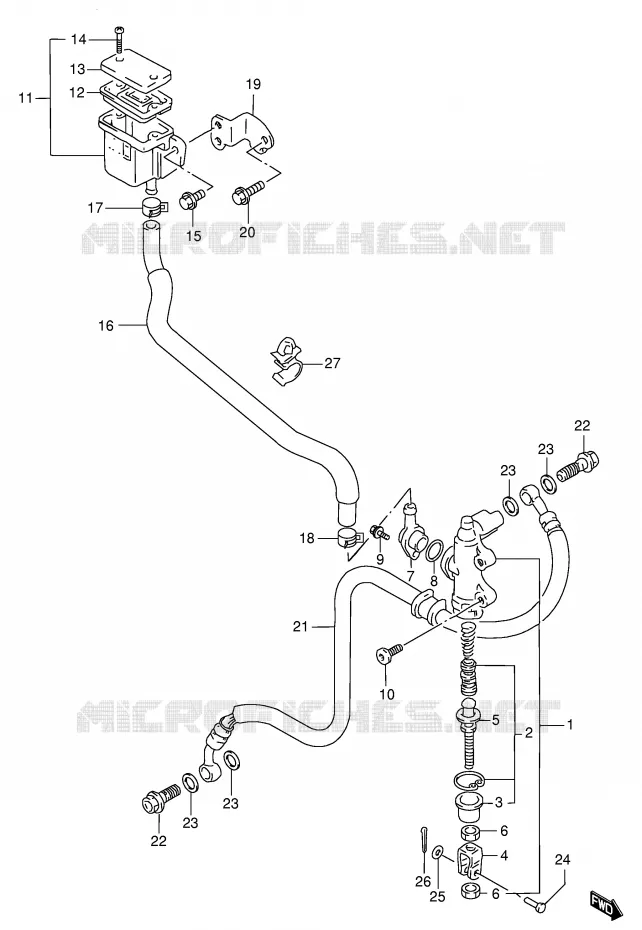 MAITRE CYLINDRE ARRIERE (MODELE S/T/V/W) Suzuki MOTO 1100 GSX-R 1994  GSX-R1100WR(E2)