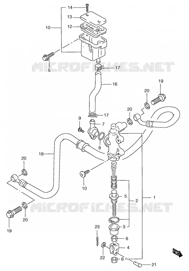 MAITRE CYLINDRE DE FREIN ARRIERE (GSF1200T/V/W/X/Y/ST/SV/SW/SX/SY) Suzuki MOTO 1200 BANDIT 2000  GSF1200SY(E2)