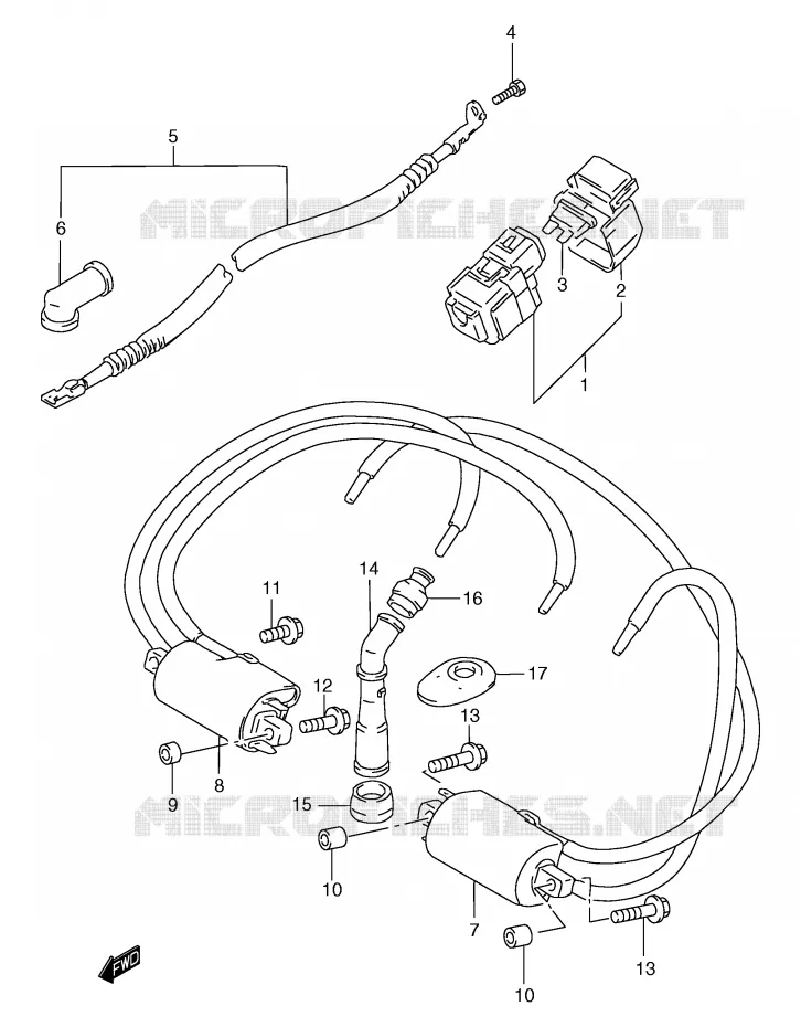 PARTIE ELECTRIQUE (GSF1200SAV/SAW/SAX/SAY) Suzuki MOTO 1200 BANDIT 1997  GSF1200SV(E2)