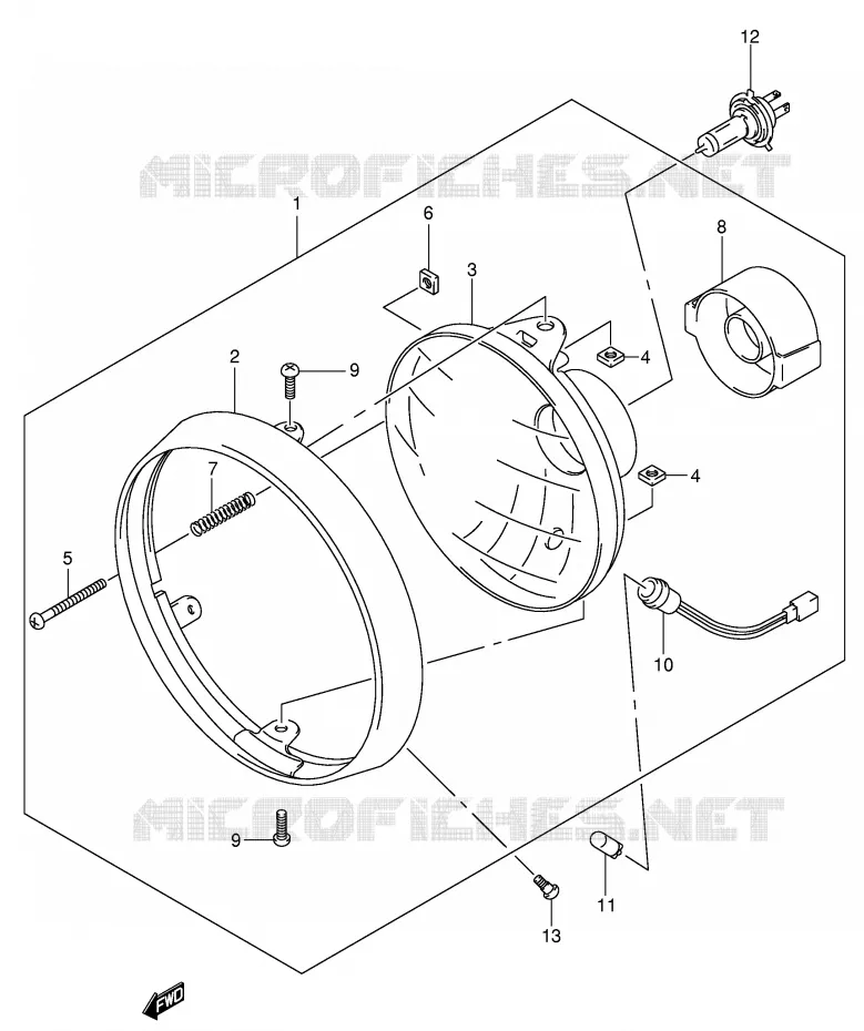 PHARE (GSF1200K1/K2/K3/K4/ZK4/K5/ZK5) Suzuki MOTO 1200 BANDIT 2003  GSF1200SK3(E2)