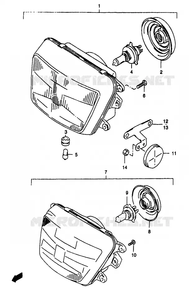 PHARE (GSF1200ST/SV/SW/SX/SY/SAV/SAW/SAX/SAY) Suzuki MOTO 1200 BANDIT 1996  GSF1200T/GSF1200ST