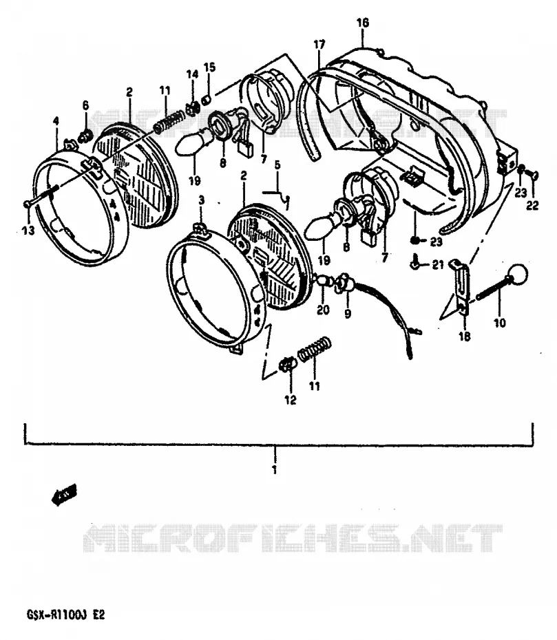 PHARE (MODELE J E34) Suzuki MOTO 1100 GSX-R 1988  GSX-R1100J(G/H/J)