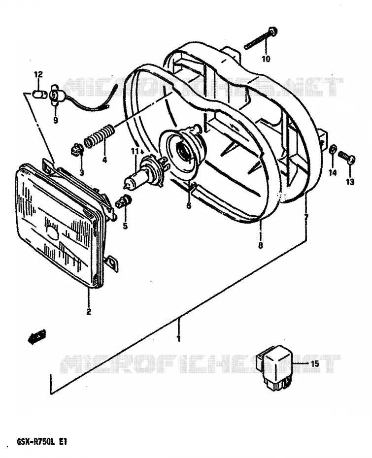 PHARE (MODELE J/K E18) Suzuki MOTO 750 GSX-R 1988  GSX-R750J(J/K/L)