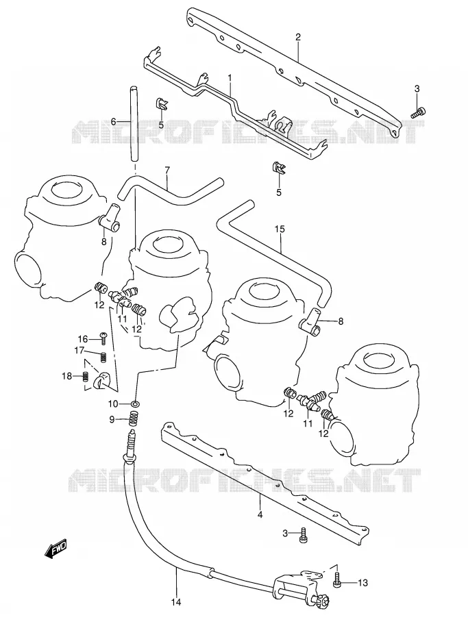 PIECES EXTERNES CARBURATEUR (MODELE V/W) Suzuki MOTO 1100 GSX-R 1998  GSX-R1100WW(E28)