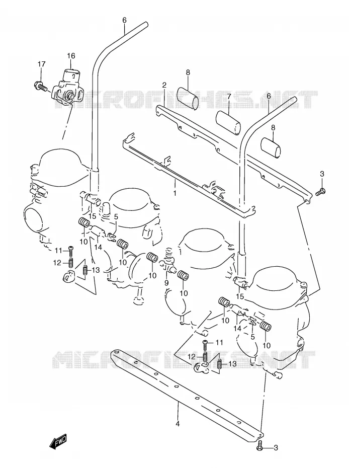 PIECES EXTERNES CARBURATEUR Suzuki MOTO 1200 BANDIT 1998  GSF1200W(E2)
