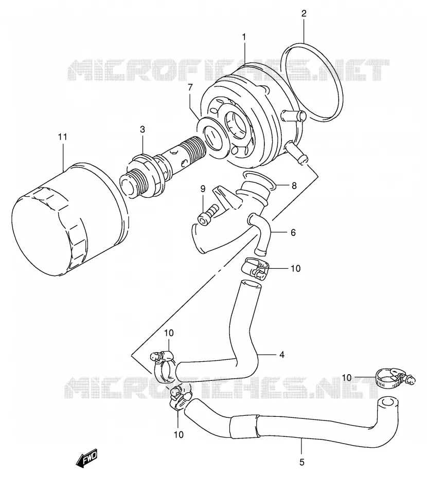 RADIATEUR D'HUILE - FILTRE A HUILE Suzuki MOTO 400 GSX-R 1992  GSX-R400RN(E30)