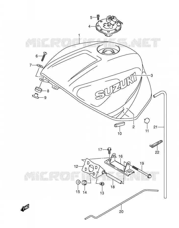 RESERVOIR D'ESSENCE (GSX-R600K3) Suzuki MOTO 600 GSX-R 2001  GSX-R600U1K1(E2)