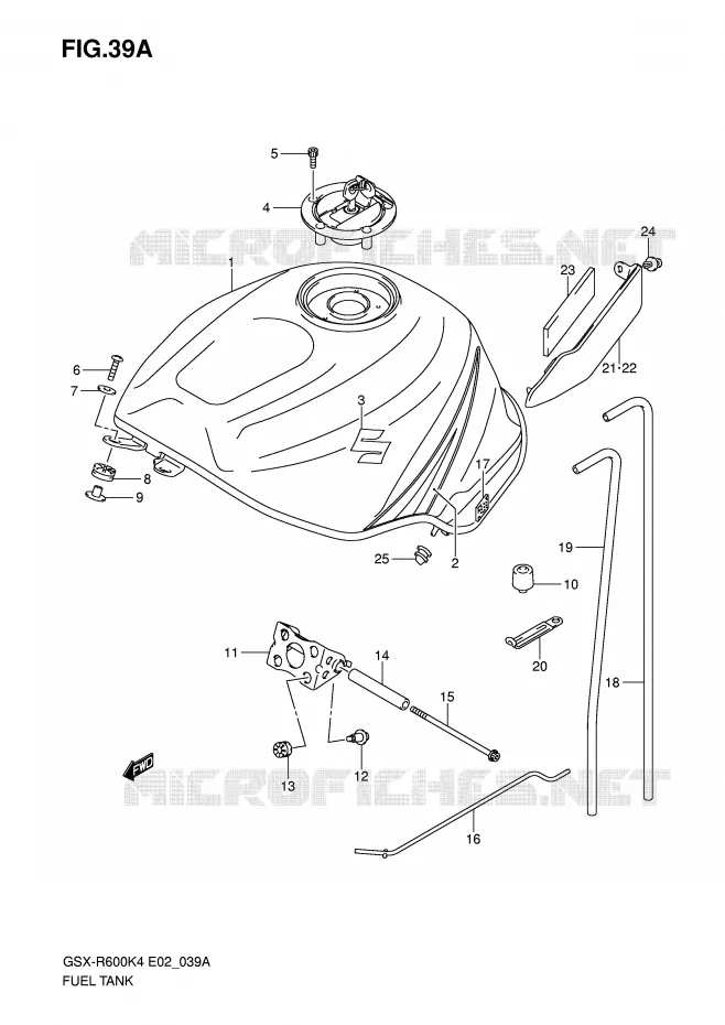 RESERVOIR D'ESSENCE (GSX-R600K5) Suzuki MOTO 600 GSX-R 2004  GSX-R600K4(E2)