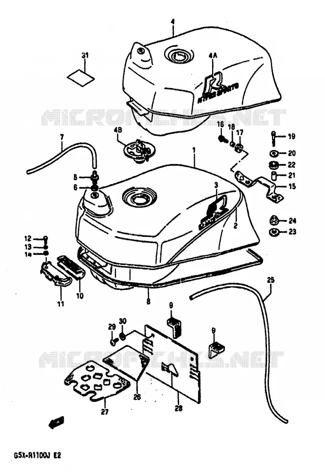 RESERVOIR D'ESSENCE (MODELE J) Suzuki MOTO 1100 GSX-R 1987  GSX-R1100H(G/H/J)