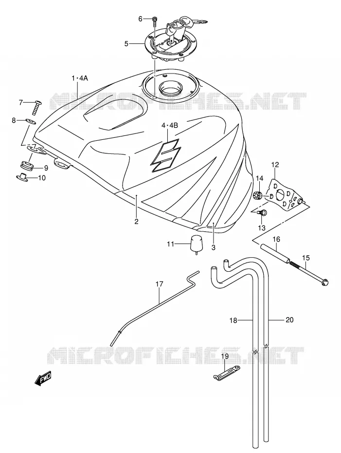 RESERVOIR D'ESSENCE (MODELE K4) Suzuki MOTO 1000 GSX-R 2004  GSX-R1000U2K4(E2)