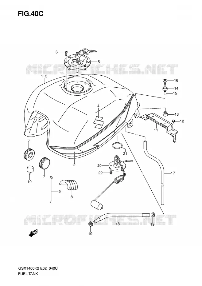 RESERVOIR D'ESSENCE (MODELE K5) Suzuki MOTO 1400 GSX 2003  GSX1400U1K3(E2)