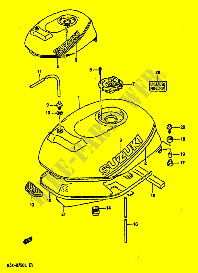 RESERVOIR D'ESSENCE (MODELE L) pour Suzuki GSX-R 750 1988