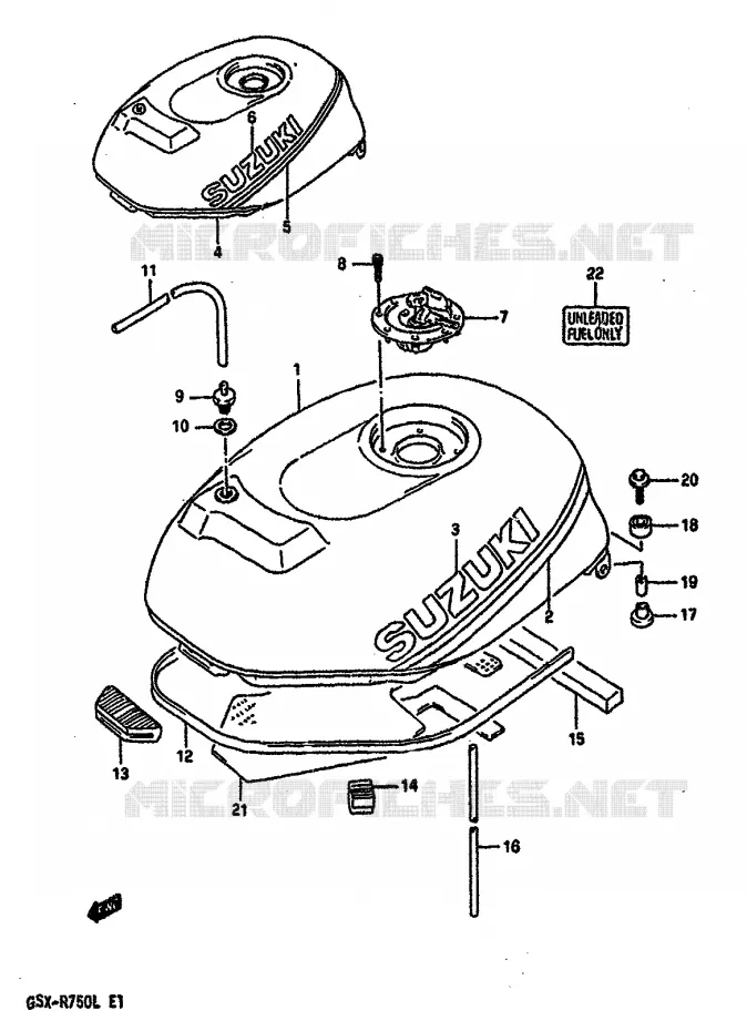 RESERVOIR D'ESSENCE (MODELE L) Suzuki MOTO 750 GSX-R 1988  GSX-R750J(J/K/L)