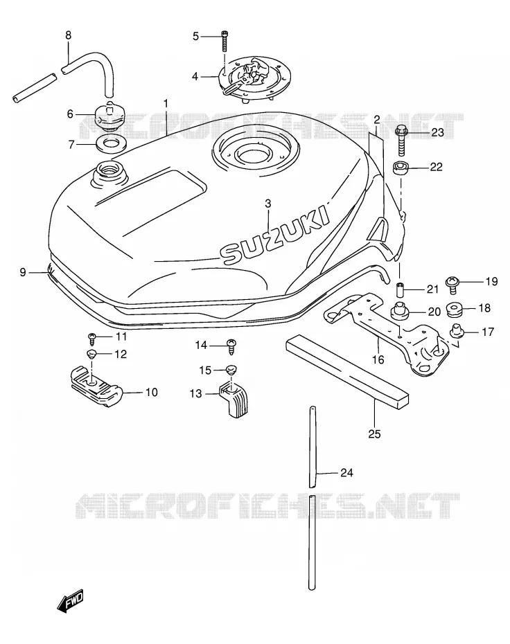RESERVOIR D'ESSENCE (MODELE T) Suzuki MOTO 1100 GSX-R 1995  GSX-R1100WS(E2)