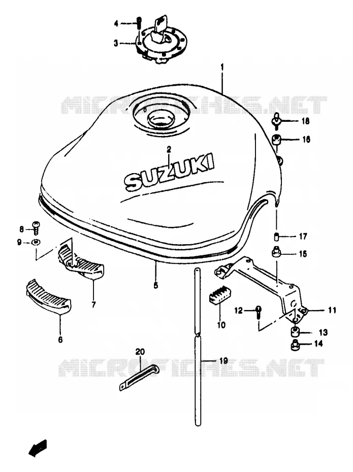 RESERVOIR D'ESSENCE (MODELE T/V) Suzuki MOTO 1200 BANDIT 2000  GSF1200SY(T/V/W/X/Y)