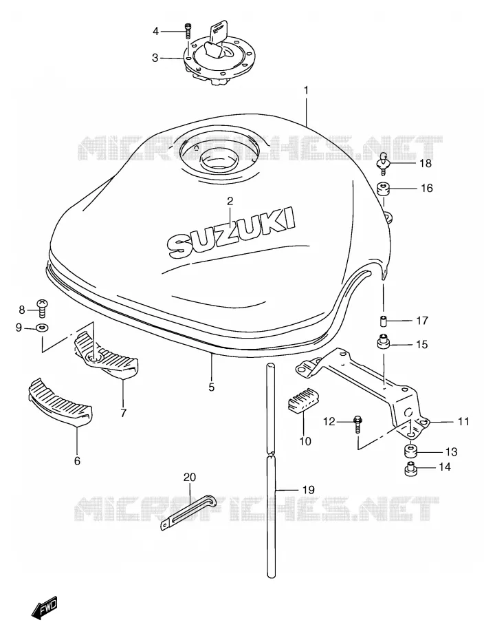 RESERVOIR D'ESSENCE (MODELE T/V) Suzuki MOTO 1200 BANDIT 2000  GSF1200Y/GSF1200SY/GSF1200SAY