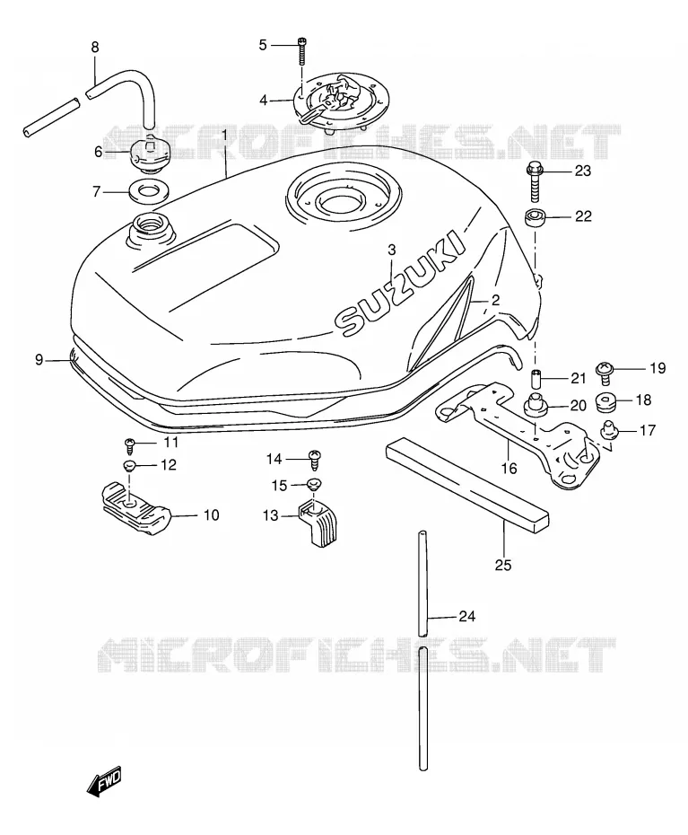 RESERVOIR D'ESSENCE (MODELE V/W) Suzuki MOTO 1100 GSX-R 1997  GSX-R1100WV(E2)