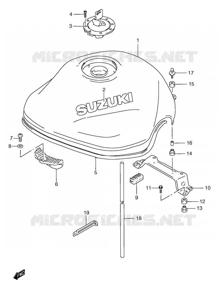 RESERVOIR D'ESSENCE (MODELE W/X) Suzuki MOTO 1200 BANDIT 2000  GSF1200SAY(E2)