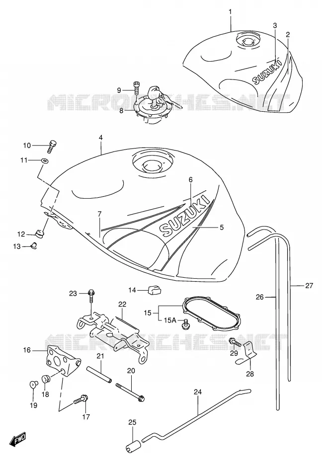 RESERVOIR D'ESSENCE (MODELE X) Suzuki MOTO 750 GSX-R 1996  GSX-R750T(E2)